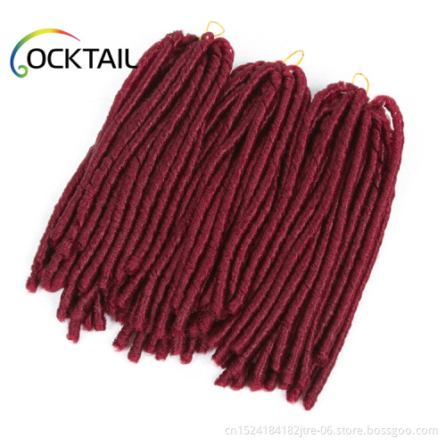 Japanese Kaneka fiber soft dreadlocks hair braids burgundy, crochet soft dread lock synthetic braiding hair in stock